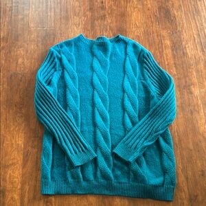 Like new! Worn 1x CJ banks Teal Cable Knit Sweater